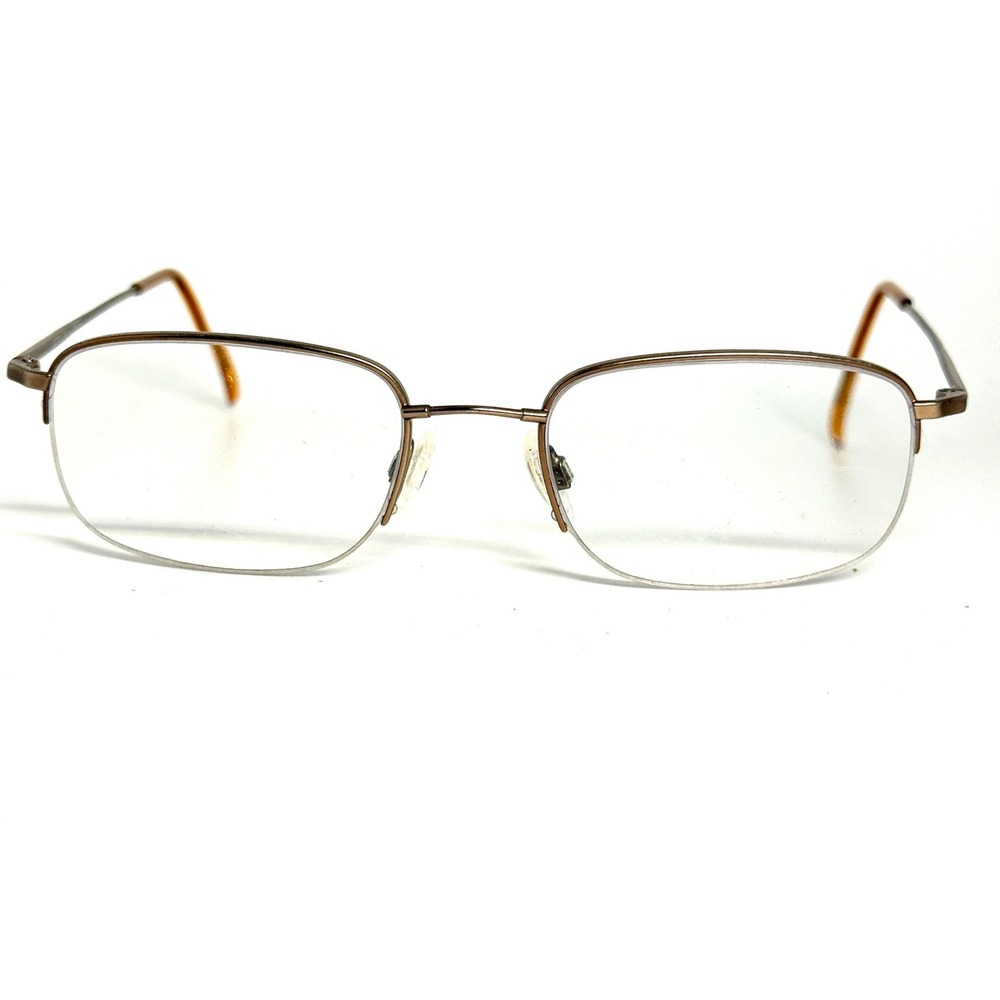 Flexon 606 by Marchon Eyeglasses LT Bronze 52-19-140 Half Rim Rectangular Frames